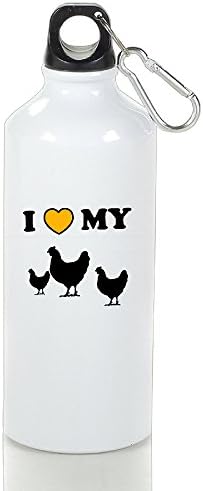 I Love My Chickens Water Bottle Lightweight Aluminum White With Carabiner Hook Customize Practical 400-600ml