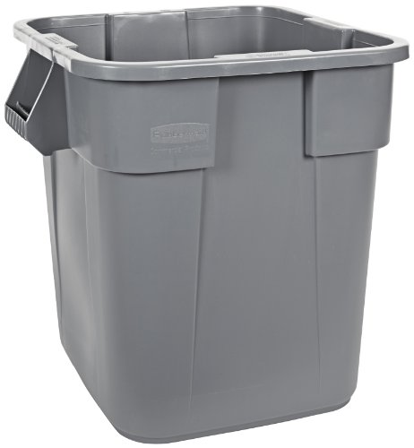 Rubbermaid Commercial FG352600GRAY LLDPE Square Brute 28-Gallon Trash Can without Lid, Gray