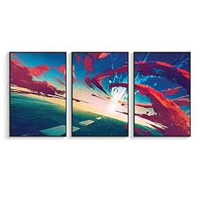 Framed Canvas Wall Art for Living Room, Bedroom Abstract Paintings Canvas Prints for Home Decoration Ready to Hanging - 16"x24"x3 Panels