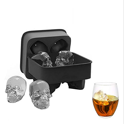 Deer Platz 3 Stück Silikon-Eiswürfelschalen, Diamant-Typ, Schädel-Typ, sechs runde Eiswürfelbereiter mit Deckel, große… – Bild 5