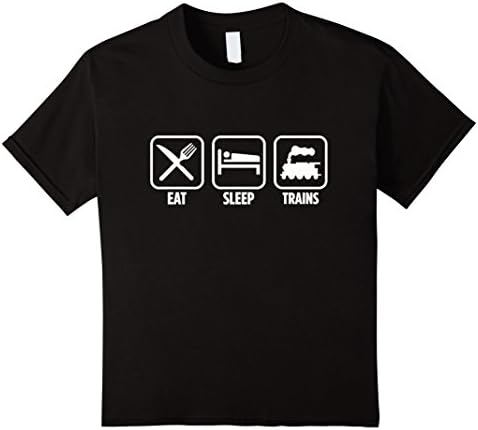Kids Eat Sleep Trains Conductor Rails Funny Gift T-Shirt 10 Black