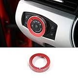 JOIN-WIT Headlight Switch Knob Cover Ring Trim for Ford F150 XLT 2016 2017 & Mustang 2015 2016 (Red)