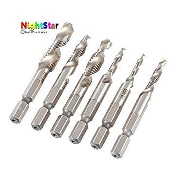 Generic 6PCS/set High Speed Steel Multi Metric Combination Drill Tap Bit Countersink Deburr Set Spiral Mane Tap Screw Tap Drill