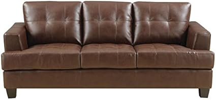 coaster fine furniture 504070 sofa cama tapizado en piel regenerada color cafe oscuro