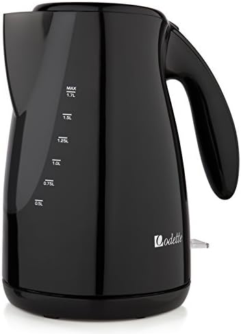 Odette Fast Boil Bpa-Free Cordless 7 Cup (1.7 Liter) Black Electric Kettle with Easy-Grip Handle, Auto Shut Off and Boil Dry Protection
