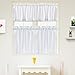 IDEALHOUSE White Tier Curtains,Waffle Woven Textured Short Window Curtain for Cafe,Bathroom,Kitchen & Kids Bedroom Rod Pocket Curtains (2 Panels, 30Inch Wide by 24Inch Long)