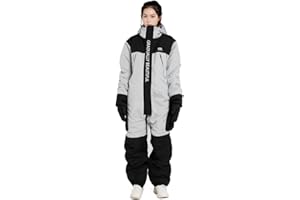 One-Piece Snowsuit Windproof Reflective for Adults/Men/Women Winter Insulated Work Coverall, Hip-to-Ankle Zipper