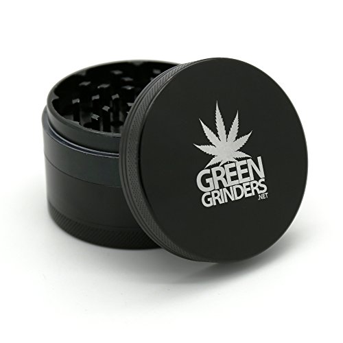 4Piece 2.5" Weed Grinder, Marijuana Grinders, Black Herb Grinder with Kief Catcher & Scraper
