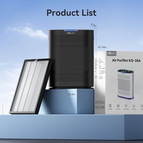 Air Purifiers for Home Large Room - Up to 2100 Ft²HEPA Air Purifiers for Bedroom Air Filter with Sleep Mode, Auto Mode, 3 in 1 Filter Effectively Clean 99.97% Smoke, Dust, Pets Dander, Odors Black