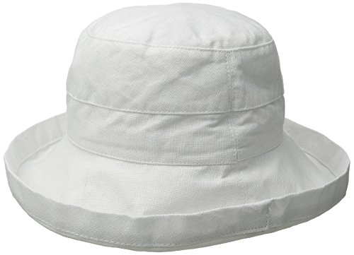 Scala Women's Medium Brim Cotton Hat, White, One Size