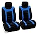 FH Group Front Set Cloth Car Seat Covers for Low Back Car Seats with Removable Headrest, Universal Fit, Airbag Compatible Seat Cover for SUV, Sedan, Van, Blue