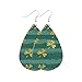 Saint Patrick's Day Earrings for Women Girls Gift, Green Drop Earrings, Leather Earrings for Women Teardrop Dangle Earrings Petal Drop Earrings Jewelry Accessory Handmade