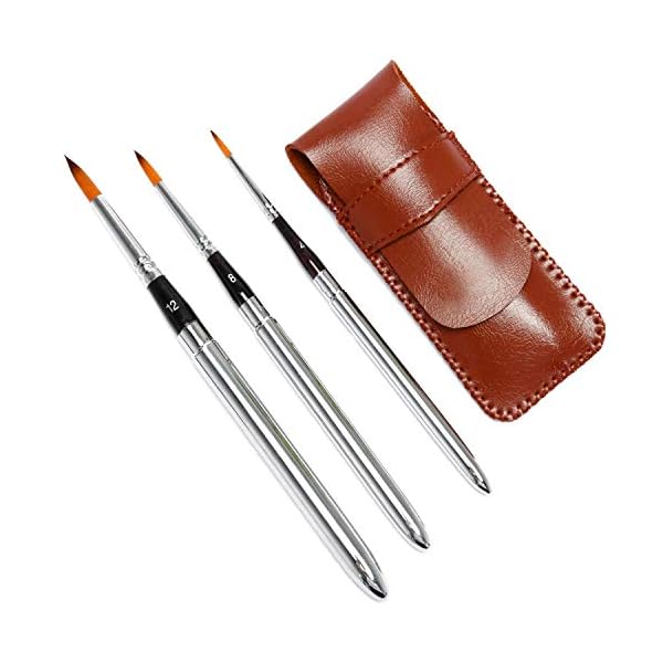 Fuumuui 3Pcs Art Travel Paint Brush Rundhaar Kurzgriff Pinsel für Acryl Öl und Aquarell
