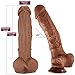 9.6 Inch Huge Realistic Dildo with Strong Suction Cup, Big Fake Penis Bendable Bodysafe Liquid Silicone Dong, Fondlove G-spot Dildos for Vagina and Anal Sex Toy