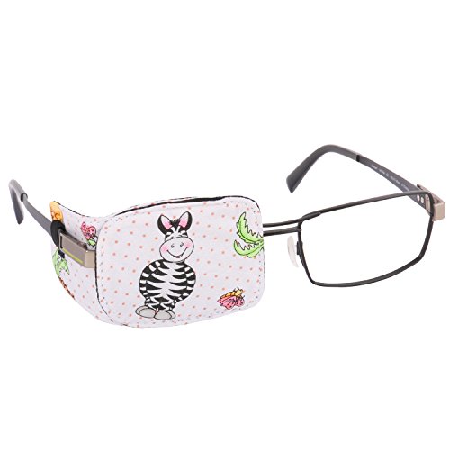 Plinrise Cartoon Pure Cotton Reusable Eye Patches - Amblyopia Eye Patches For Glasses, Strabismus, Lazy Eye Patch For Children,Vision Care Eye Mask (zebra right)