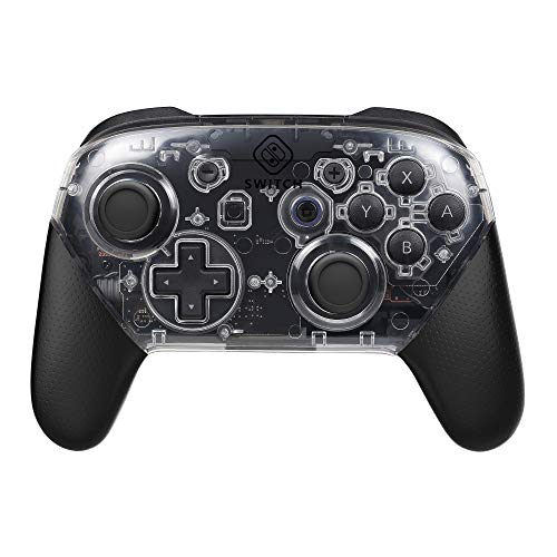 Yeegewin Replacement Shell Case for Switch Pro Controller, Colorful Anti-Slip Hand Grip Shell Cover Super Switch DIY Faceplate and Backplate Case (Clear)