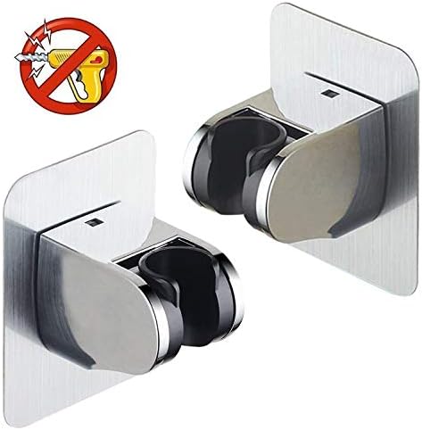 2Pcs Adhesive Shower Head Holder Adjustable Shower Wand Holder Handheld Shower Head Hanger Wall Mount Bracket Showerhead & Bidet Sprayer Bracket For Bathroom
