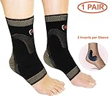 NeoAlly Ankle Support Sleeves Bone Protector Dual Silicone Gel Inserts Copper Compression for Plantar Fasciitis Achilles Tendon Heel Spur Foot Sprain Swelling Pain Relief (Pair)