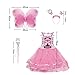 VOWOV Girls Dress Up Princess Fairy Costume Set Halloween with Dress, Wings, Wand and Headband for Children Ages 3-10