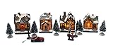 innodept12 Lighting up DIY Christmas Doll Figurine Tiny Resin House Village (House Village Building Set of 4)