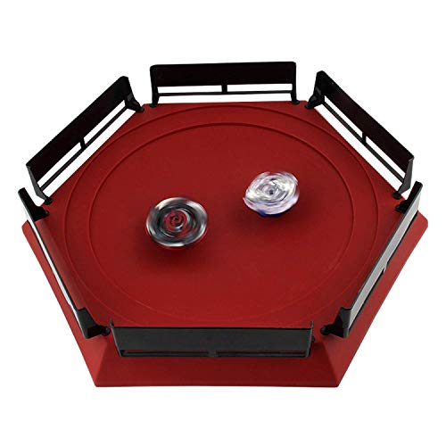 Top Battle Toy, Battle Tops Arena 38.5 x 34cm Burst Gyro Arena Disk Exciting Duel Spinning Top Launcher Stadium Toy Accessories for Boys Children Christmas Birthday Gifts Red