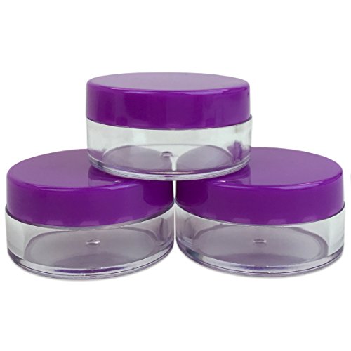 Beauticom 5G/5ML High Quality Round Clear Jars with Purple Lids for Lotions, Creams, Toners, Lip Balms, Makeup Samples - BPA Free (Quantity: 25 Pieces)