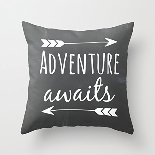MostFans Pillow Case Adventure Awaits Chalkboard Travel Cushion with 18IN for Home Decoration Sofa