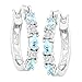 Platinum-Plated Brass 1 5/8 ct Natural Sky Blue Topaz Hoop Earrings with Diamonds, .875