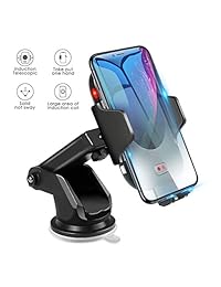 Soporte de cargador de coche inalámbrico, con abrazadera automática Qi para coche, 10 W 7,5 W, carga rápida y cargador estándar de 5 W, soporte de teléfono para parabrisas