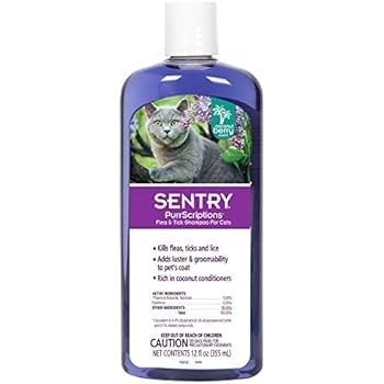 Amazon.com : SENTRY PurrScriptions Flea and Tick Shampoo for Cats, 12 oz : Pet Flea Control 