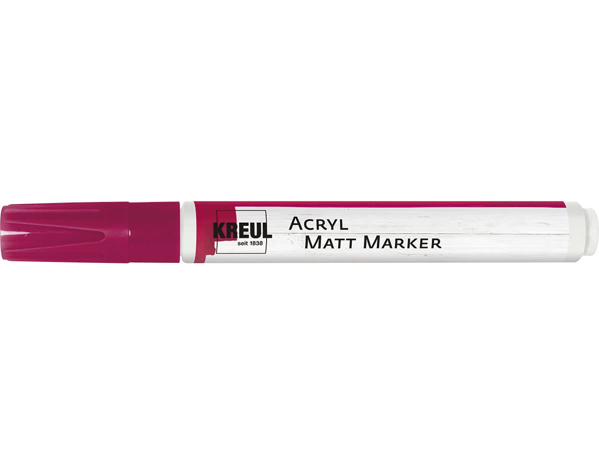 Kreul 46235 Matte Acrylic Marker Medium with Bullet Tip Approx. 2-4 mm Magenta Matte Permanent Water-Based Acrylic Paint for Filigree Accents
