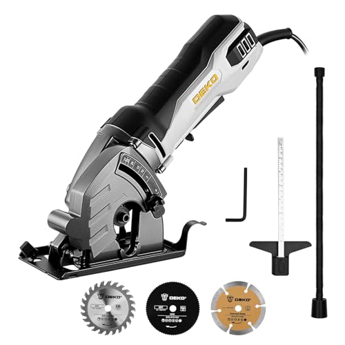 Mini Circular Saw 600W: DEKOPRO Compact Electric Circular Saws 5500 RPM with 3 Blades(85mm),Scale Ruler, Adjustable Depth to 27mm– Small Circular Saw Mini Saws for Wood, Soft Metal, Tile, Plastic