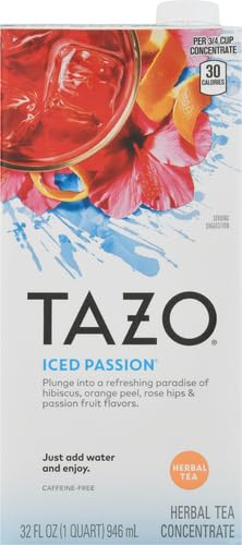 TAZO ICED PASSION HERBAL TEA CONCENTRATE, CAFFEINE-FREE, SERVED ICED, 32OZ