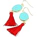 SUNYIK Green Howlite Turquoise Oval Tassel Dangle Earrings for Women
