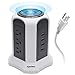 10ft Power Strip Tower Wireless Charger SUPERDANNY Surge Protector Extension Cord 10A 9-Outlet 4.5A 4 USB Electrical Charging Station Universal Socket for Laptop Phone White and Gray