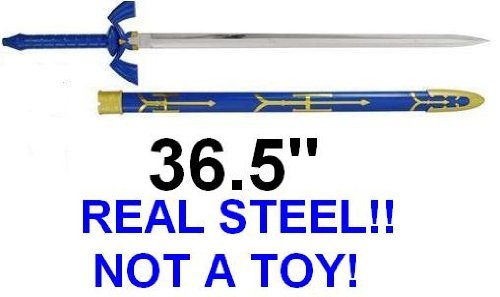 THE Legend of Zelda Real Steel Master Sword Costume Link Hylian Blue Knife