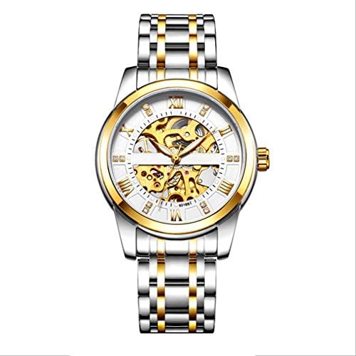 ZBBLJY Men's Watch Mechanical Stainless Steel Wrist Watch,Skeleton Waterproof Automatic Self-Winding Luminous Diamond Dial Wrist Watch,b6