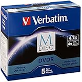Verbatim M-Disc DVDR 4.7GB 4X with Branded Surface - 5 Pack Jewel Case 98899