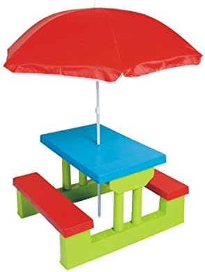 JYCBES Children's outdoor picnic tables and chairs, with umbrellas and easy to install