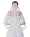 WDING 2 Tier Lace Sequins Appliqued Edge Bridal Wedding Veil Fingertip Length 35