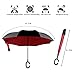BAGAIL Double Layer Inverted Umbrellas Reverse Folding Umbrella Windproof UV Protection Big Straight Umbrella for Car Rain Outdoor with C-Shaped Handle (red dot)