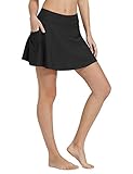 Baleaf Women's High Waisted Swim Skirt Bikini Tankini Bottom with Side Pocket Black Size XXL