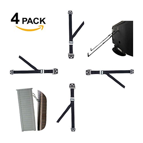 Furniture and Tv Anti-Tip Straps- 4 Pack- Earthquake Resistant TV Anchor- Premium Kid Safety & Baby Proofing- Extra Strong- All Metal Parts- Bolts & Hardware Included- 2 Bonuses by InSafety