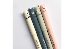 star shop 4 Pcs/set Kawaii Pig Bear Cat Mouse Erasable Gel Pen School Office Supplies Stationery Gift 0.35mm Blue Black Ink (black ink color)