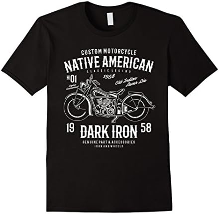 Mens Custom motorcycle native american dark iron T-shirt XL Black