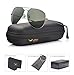 LUENX Men Women Aviator Sunglasses Grey Green Polarized Lens Gun Metal Frame Non-Mirror 60MM with Accessories Classic style