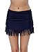 JOYMODE Women's Shirred Skirted Bikini Bottom Tassels Swim Skirt