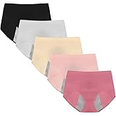RUNYA Women's Underwear High Waisted Ladies Cotton Panties Soft Full Coverage Briefs 5 Pack (XX-Large) Multicolored