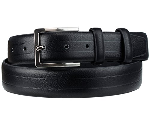 Eurosport Men's Bonded Leather Classic Style Cut-To-Fit Belt with Square Buckle, Black, Large