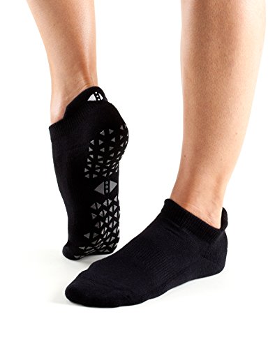 Tavi Noir Savvy Low Rise Fashion Sock Non-Slip Grip Socks for Barre, Pilates, Studio, and Yoga (Ebony) Medium